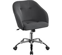 Yaheetech Sedia/Poltroncina Ufficio Scrivania in Velluto Imbottita Girevole a Rotelle Ergonomica Reclinabile Altezza Regolabile Portata 136 kg Grigia