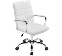 Yaheetech Sedia Ufficio Scrivania Bianca Girevole a Rotelle in Ecopelle Imbottita Ergonomica Poltrona Ufficio Altezza Regolabile Portata 130 kg