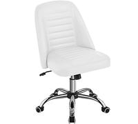 Yaheetech Sedia Ufficio Scrivania Cameretta Bianca Senza Braccioli Ergonomica Reclinabile Imbottita in Finta Pelle con Rotelle Girevole Altezza Regolabile Portata 136 kg