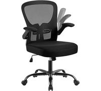 Yaheetech Sedia Ufficio Scrivania Ergonomica con Supporto Lombare Braccioli Regolabili, Sedia Scrivania con Ruote Girevoli in Rete Traspirante Reclinazione a Dondolo, Portata 136 kg Nera