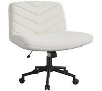 Yaheetech Sedia Ufficio Scrivania Girevole con Ruote Senza Braccioli in Tessuto Schienale Reclinabile con Ampio Cuscino Altezza Regolabile, per Studio Camera Beige