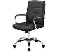 Yaheetech Sedia Ufficio Scrivania in Ecopelle Imbottita Poltrona Ufficio Altezza Regolabile Portata 130 kg Nera