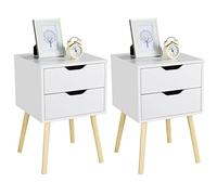 Yaheetech Set 2 Comodini Camera da Letto con 2 Cassetti Comodini Bianchi Moderni Tavolini Laterali da Divano Comodino da Letto Stile Shabby Chic Tavolino da Salotto 40 x 40 x 61 cm
