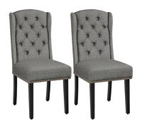 Yaheetech Set 2 Sedie Sala da Pranzo Tessuto Imbottite Eleganti Gambe in Legno Massello Schienale Alto con Bottoni Portata 140 kg 2/Grigio Chiaro