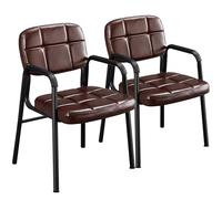 Yaheetech Set 2 Sedie Ufficio Ospiti Senza Ruote per Riunioni Conferenza e Sala d'attesa Visitatori Ergonomiche in Finta Pelle Portata 135 kg Marrone