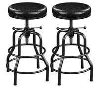 Yaheetech Set 2 Sgabelli Bar Vintage Alti Altezza Regolabile 54,5 a 71,5 cm Imbottiti in Similpelle e Metallo per Cucina Penisola con Poggiapiedi Montato Neri
