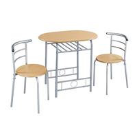 Yaheetech Set 3 Pezzi Tavolo da Pranzo con 2 Sedie Set di Mobili per Sala Cucina Salvaspazio da Cucina Soggiorno Salotto Ristorante Set da Pranzo Tavoli Sedia Beige 80 x 53 x 75,5 cm