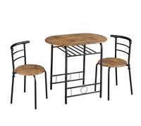 Yaheetech Set 3 Pezzi Tavolo da Pranzo con 2 Sedie Set di Mobili per Sala Cucina Salvaspazio da Cucina Soggiorno Salotto Ristorante Set da Pranzo Tavoli Sedia Marrone Retro 80 x 53 x 75,5 cm