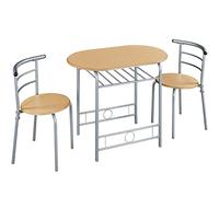 Yaheetech Set 3 Pezzi Tavolo da Pranzo con 2 Sedie Set di Mobili per Sala Cucina Salvaspazio da Cucina Soggiorno Salotto Ristorante Set da Pranzo Tavoli Sedia Beige 90 x 53,5 x 75,5 cm