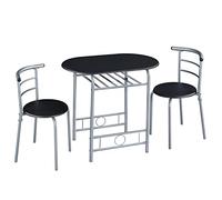 Yaheetech Set 3 Pezzi Tavolo da Pranzo con 2 Sedie Set di Mobili per Sala Cucina Salvaspazio da Cucina Soggiorno Salotto Ristorante Set da Pranzo Tavoli Sedia Nero 80 x 53 x 75,5 cm