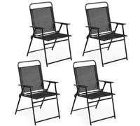 Yaheetech Set 4 Sedia da Giardino Pieghevole da Esterno Campeggio con Braccioli Telaio in Metallo e Seduta in Tessuto da Balcone Portata 100 Kg Nero