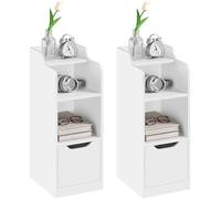 Yaheetech Set di 2 Comodino Stretto, Comodino con Cassetto, 2 Scomparti Apert e Ripiano Superiore, Tavolino da Notte Salvaspazio per Camera da Letto, Soggiorno, Bianco 25 x 35 x 65 cm