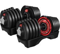 Yaheetech Set di 2 Manubri Regolabili Manubrio 16 in 1 Palestra con Regolazione da 2 a 40 kg Manubri Corti con 10 Pesi per Casa Ufficio Palestra 2 Pezzi