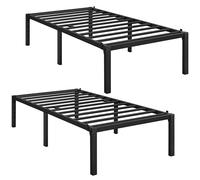 Yaheetech Set di 2 Rete Letto Singolo in Metallo 36,5 cm senza Testiera per Camera da Letto in Ferro Battuto Moderno Nero 90 x 190 cm