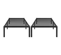 Yaheetech Set di 2 Rete Letto Singolo in Metallo per Materasso 90 × 190 cm | Senza Testiera, con Spazio Aggiuntivo di 41,5 cm, Telaio Robusto Adatto per Gemelli Camera da Letto Dormitorio , Nero