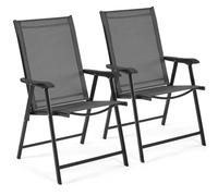 Yaheetech Set di 2 Sedie da Giardino Pieghevoli con Braccioli in Tela per Esterni Patio Veranda Terrazza Piscina Nero