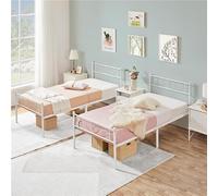 Yaheetech Set di 2 Struttura Letto Singolo in Metallo 90 x 190 cm Bianco | Ferro Battuto con Doghe, Testiera Elegante Moderno, Struttura Robusta, Supporto Stabile per Materasso, per Gemelli Ospiti