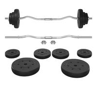 Yaheetech Set di manubri da 20 kg, kit barra per sollevamento pesi, esercizi di fitness, allenamento a casa/palestra