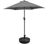 Yaheetech Set di Ombrellone da Giardino e Base per Ombrellone, Basamento Riempibile in Plastica Simile Rattan con Sabbia o Acqua 22L con Parasole 230 cm Impermeabile e Inclinabile Anti UV