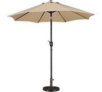 Yaheetech Set di Ombrellone da Giardino e Base per Ombrellone, Basamento Rotondo da 14 kg in Resina e Ferro con Parasole Inclinabile Impermeabile Anti UV Ø 2,7 m/Ecrù