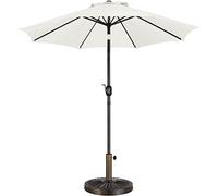 Yaheetech Set di Ombrellone da Giardino e Base per Ombrellone, Basamento Rotondo da 14 kg in Resina e Ferro con Parasole Inclinabile Impermeabile Anti UV Ø 2,7 m/Crema