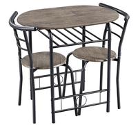 Yaheetech Set Mobili da Bar Tavolo e 2 Sedie Sala da Pranzo Cucina Marrone | Spazi Salvaspazio, per 2 Persone, Cucina, in Legno e Metallo, 80x53x75.5 cm, per Balcone Giardino Soggiorno Ristorante