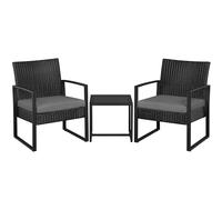 Yaheetech Set Mobili da Giardino in Poly Rattan 2 Sedie e Tavolino da Balcone con Cuscini Esterno Interno