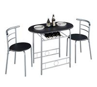 Yaheetech Set Tavolo e 2 Sedie Sala da Pranzo Cucina Mobili da Bar Piccoli Spazi Salvaspazio Balcone per 2 Persone in Legno e Metallo Sedia Portata 136 kg Nero