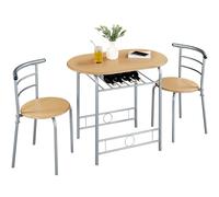 Yaheetech Set Tavolo e 2 Sedie Sala da Pranzo Cucina Mobili da Bar Piccoli Spazi Salvaspazio Balcone per 2 Persone in Legno e Metallo Sedia Portata 136 kg Beige