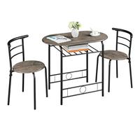 Yaheetech Set Tavolo e 2 Sedie Sala da Pranzo Mobili da Bar Cucina Marrone | Spazi Salvaspazio, per 2 Persone, Cucina, in Legno e Metallo, 90x53.5x75.5 cm, per Balcone Giardino Soggiorno Ristorante