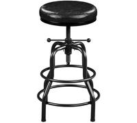 Yaheetech Sgabello Bar Alto Altezza Regolabile 54,5 a 71,5 cm Imbottiti in Similpelle e Metallo Vintage Industriale per Cucina Penisola con Poggiapiedi 136kg Montato Nero