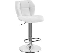 Yaheetech Sgabello Bar Alto Cucina Moderno Design in Similpelle con Schienale Girevole 360° Altezza Regolabile da Penisola Bianco
