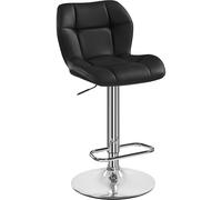 Yaheetech Sgabello Bar Alto Cucina Moderno Design in Similpelle con Schienale Girevole 360° Altezza Regolabile da Penisola Nero