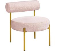 Yaheetech Sgabello da Trucco con Gambe Dorate Sedia Moderna per Vanità Design Minimalista per Soggiorno, Toeletta, Camera da Letto, Rosa