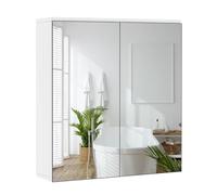 Yaheetech Specchio Contenitore Bagno con 2 Porte 65 x 63 x 15 cm Bianco