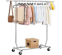 Yaheetech Stand Appendiabiti con Ruote da Terra Estensibile 130-190 cm in Metallo Cromato Portabiti Regolabile in Altezza 165-178 cm Portata 90 kg