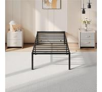 Yaheetech Struttura Letto Singolo Metallo per Materasso 90 x 190 cm Nero | Altezza 41,5 cm, Senza Testiera, Piattaforma con Contenitore, in Ferro Battuto, per Camera da Letto Spazi Ridotti