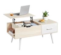 Yaheetech Tavolino da Caffè Sollevabile 100 × 50 × 45,5-59 cm Legno Chiaro