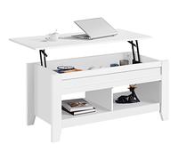Yaheetech Tavolino da Caffè Sollevabile 104 x 49,5 x 49-62 cm Bianco