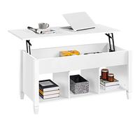 Yaheetech Tavolino da Caffè Sollevabile 104 x 49,5 x 49-62 cm Bianco