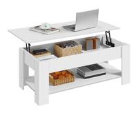 Yaheetech Tavolino Sollevabile da Salotto con Ripiano Tavolino da Caffè con Portariviste Tavolo Basso da Divano Mobile Elevabile per Soggiorno 120 x 60 x 49,5-62,5 cm Bianco
