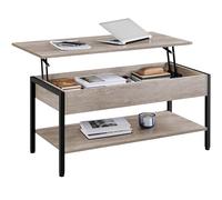 Yaheetech Tavolino da Caffè Sollevabile Tavolino Basso con Ripiano Elevabile Mobiletto da Divano Salotto Mobile per Soggiorno Industriale 104,5 x 49,5 x 47 cm Grigio