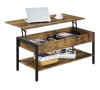 Yaheetech Tavolino da caffè Sollevabile Tavolino Basso con Ripiano Elevabile Mobiletto da Divano Salotto Mobile per Soggiorno Industriale 104,5 x 49,5 x 47 cm Marrone Rustico
