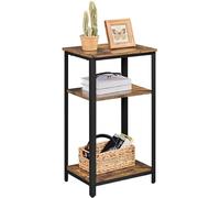 Yaheetech Tavolino da Caffè Vintage Stile Industriale Tavolino Lato a 3 Ripiani Comodino Porta Telefono in Legno e Metallo Tavolino d’Appoggio per Salotto Ingresso Ufficio