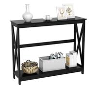 Yaheetech Tavolo Console da Ingresso Tavolino Consolle da Divano a 2 Ripiani Struttura a Forma X Mobile Compatto Salvaspazio per Corridoio Soggiorno 2 Livelli 102 x 30 x 81 cm Nero