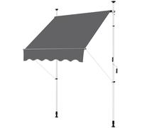 Yaheetech Tenda da Sole per Balcone Esterno Veranda a Bracci Estensibili con Manovella Regolabile Telo Avvolgibile Retrattile Resistente ai Raggi UV Telaio Telescopico Senza Forare 150 x 120 cm Grigio