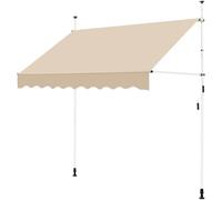 Yaheetech Tenda da Sole per Balcone Esterno Veranda a Bracci Estensibili con Manovella Regolabile Telo Avvolgibile Retrattile Resistente ai Raggi UV Telaio Telescopico Senza Forare 250 x 120 cm Beige