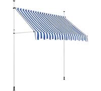 Yaheetech Tenda da Sole per Balcone Esterno Veranda a Bracci Estensibili con Manovella Regolabile Telo Avvolgibile Retrattile Resistente ai Raggi UV Telaio Telescopico 250 x 120 cm Blu e Bianco
