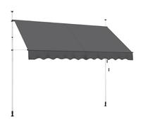 Yaheetech Tenda da Sole per Balcone Esterno Veranda a Bracci Estensibili con Manovella Regolabile Telo Avvolgibile Retrattile Resistente ai Raggi UV Telaio Telescopico Senza Forare 300 x 120 cm Grigio
