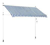 Yaheetech Tenda da Sole per Balcone Esterno Veranda a Bracci Estensibili con Manovella Regolabile Telo Avvolgibile Retrattile Resistente ai Raggi UV Telaio Telescopico 300 x 120 cm Blu e Bianco